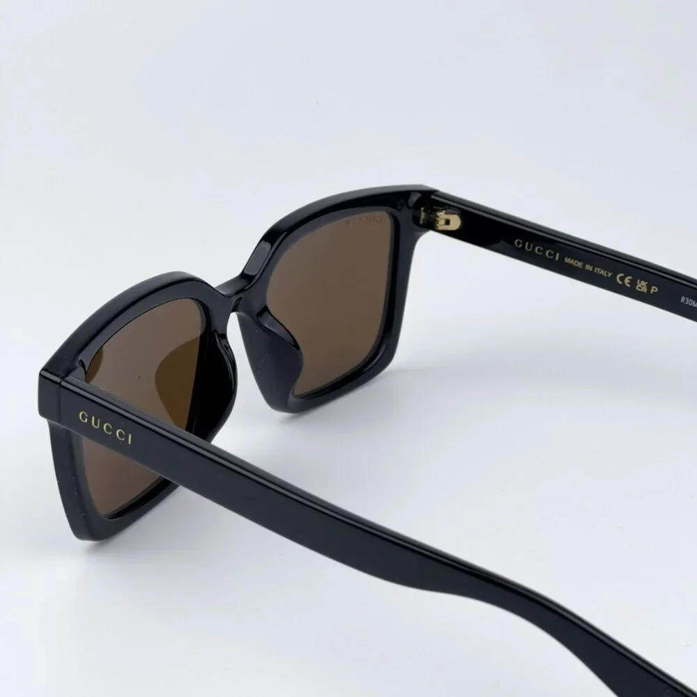 Gucci GG1582SK 004 BRAND NEW Sunglasses Black Brown Polarized Cat Eye Unisex